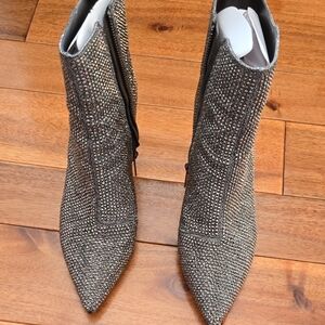 Michael Kors Gunmetal Crystal Pointed-Toe Ankle Boots